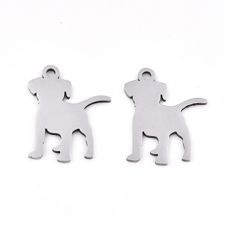 Honeyhandy 201 Stainless Steel Pendants, Stamping Blank Tag, Laser Cut, Dog, Stainless Steel Color, 17x14x0.9mm, Hole: 1.5mm