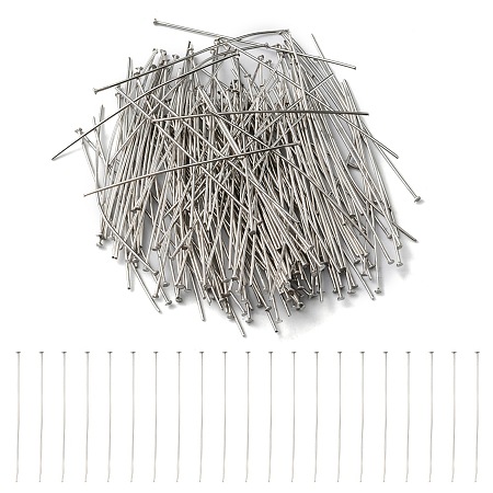 Honeyhandy 304 Stainless Steel Flat Head Pins, Stainless Steel Color, 21 Gauge, 50x0.7mm, Head: 1.5mm