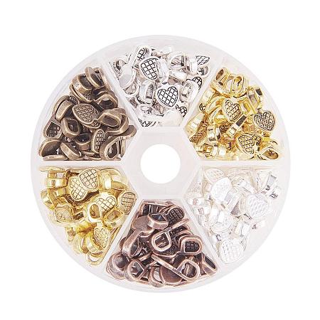 PandaHall Elite 150pcs 5 Color Heart Glue on Bails for Earring Bails Pendant Charms Connector Scrabble Or Glass Cabochon Tiles Jewelry Making