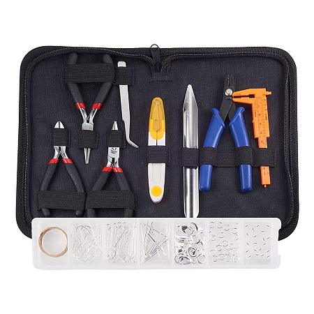 ARRICRAFT Jewelry Making Supplies Kit with Jewelry Pliers, Scissors, Tweezers, Scoop, Vernier Caliper, Assistant Tool, Lobster Claw Clasp, Jump Ring, Headpin, Eyepin, Crimp Beads