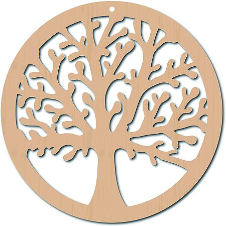 CREATCABIN 12inch Tree of Life Laser Cut Wooden Wall Sculpture Torus Wall Art Home Decor Sacred Geometry Meditation Spiritual Symbol Unfinished for Housewarming Home Office Yoga Studio Decoration