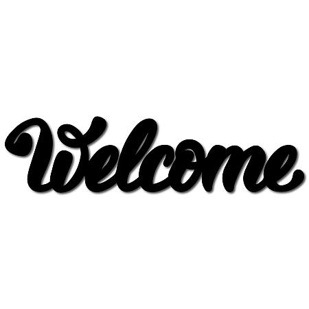 CREATCABIN Welcome Sign Welcome Wood Cutout Black Wooden Wall Decor Letters Laser Cut Art Unfinished Rustic Decorative DIY for Front Door Home Gallery Porch Coffee Bar Wreath Gift 11.9 x 3 Inch