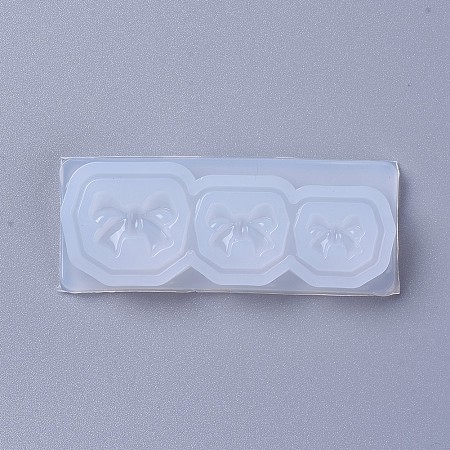 Honeyhandy Silicone Molds, Resin Casting Molds, For UV Resin, Epoxy Resin Jewelry Making, Bowknot, White, 63x25x8mm, Bowknot: 10x16mm, 8x13mm and 7x10mm