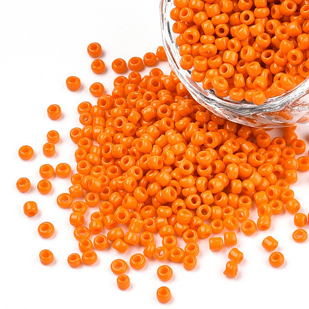 Honeyhandy 12/0 Opaque Colours Round Glass Seed Beads, Dark Orange, Size: about 2mm in diameter, hole:1mm, about 3303pcs/50g