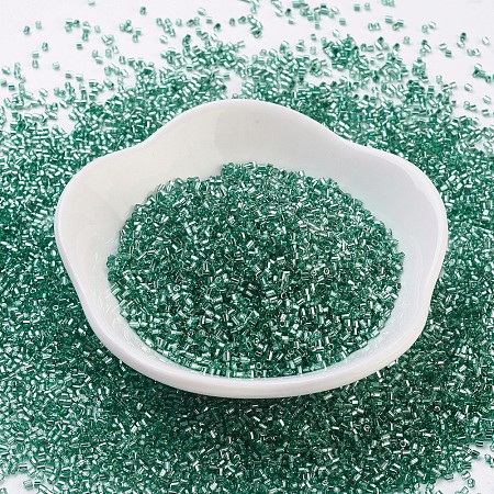 MGB Matsuno Glass Beads, Japanese Seed Beads, 15/0 Silver Lined Round Hole Glass Seed Beads, Two Cut, Hexagon, Sea Green, 1x1x1mm, Hole: 0.8mm, about 5400pcs/20g