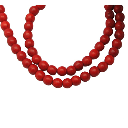 Honeyhandy Synthetic Howlite Bead, Dyed Red, Round, Red, 4.5mm, Hole: 1mm, about 91pcs/strand, 16 inch