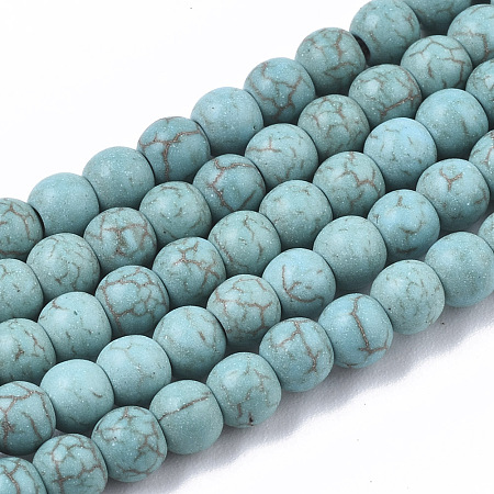Arricraft Gemstone Beads, Synthetical Turquoise, Round, Sky Blue, 4mm, Hole: 1mm, about 90pcs/strand