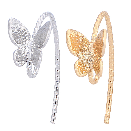 Brass Earring Hooks, Ear Wire, with Butterfly, Mixed Color, 40pcs/box