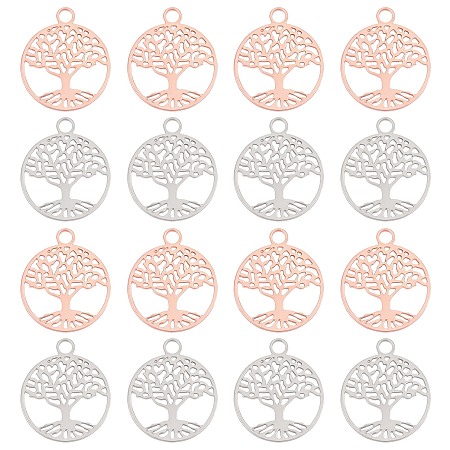OLYCRAFT 40pcs Tree of Life Charms Pendents Filigree Connector Gold Brass Filigree Charms for Crafting Bracelet Necklace Jewelry Findings Jewelry Making Accessory Silver
