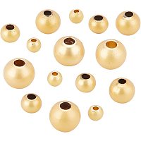 BENECREAT 240Pcs 18K Gold Plated Brass Beads 4 Mixed Size Matte Color Round Spacer Beads for Bracelet Necklace, Jewelry Making, Tarnish Resistant (3mm-6mm)