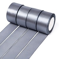 Honeyhandy Single Face Satin Ribbon, Polyester Ribbon, Gray, 2 inch(50mm), about 25yards/roll(22.86m/roll), 100yards/group(91.44m/group), 4rolls/group