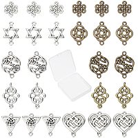SUNNYCLUE 1 Box 60Pcs 7 Styles Celtic Knot Connect Charms Findings 2 Colors Tibetan Alloy Flower Triangle Heart Knot Links Good Luck Connector Charms Pendants for DIY Earring Making