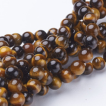 ARRICRAFT Gemstone Strands, Grade A, Round, Tiger Eye, about 6mm in diameter, 60 beads per strand hole:about 0.8mm, about 15-16 inches