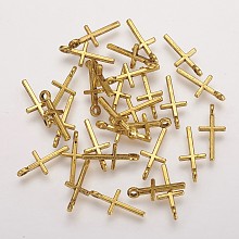 Honeyhandy Alloy Pendants, Cadmium Free & Lead Free, Cross, Antique Golden, 17x8x2mm, Hole: 2mm