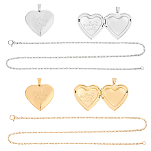 Unicraftale DIY Valentine's Day Themed Pendant Necklaces Making Kits, include 304 Stainless Steel Locket Pendants & Necklace Making, Golden & Stainless Steel Color, Necklace Making: 17.72 inches(450mm), 2 colors, 1pc/color, 2pcs/box