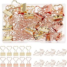 GORGECRAFT 50PCS 2 Styles Cat Shaped Binder Clips Animal Office Supplies Metal Bookmark Binder Heart Notes Letter Paper Clips Rose Gold Love Bookmark Clip Gold Desk Accessories Gifts with Clear Box