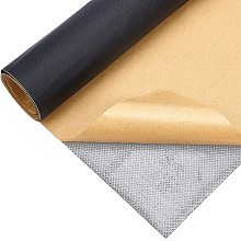 BENECREAT 51x12" Black Self Faux PVC Leather Artificial Litchi Pattern Leather Waterproof Synthetic Leather for Sofa Car Seat Leather Repair Subsidies, 0.4mm Thick