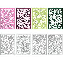 GLOBLELAND 4pcs Flower Frame Metal Cutting Dies Lily Rose Flower Die Cuts for DIY Scrapbooking Christmas Birthday Wedding Cards Making Album Envelope Decoration,Matte Platinum