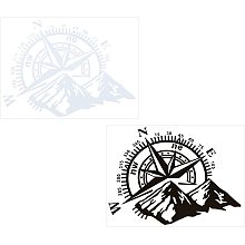 SUPERFINDINGS 2PCS 2 Colors PET Adhesive Car Sticker Mountain Compass Stickers Decal Big Car Hood Compass Graphics Stickers Waterproof Reflective Decal Sticker for Car Decoration