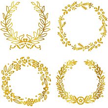 GLOBLELAND 4Pcs 4 Styles Wreath Hot Foil Plate for DIY Foil Paper Embossing Scrapbooking Decor Greeting Cards Making Wedding Invitation,Matte Platinum,4x3.7-3.9Inches