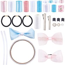 SUNNYCLUE DIY Ribbon Hair Clip Making Kit Hair Ornaments Accessories Include Polyester Ribbon, Hot Melt Adhesive, Plastic Shank Buttons, Iron Alligator Clips, Sewing Thread and Hair Ties for Women