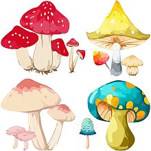 GORGECRAFT 4 Styles Mushroom Window Decals 6.3x6.3 Static Glass Sliding Door Sticker Clings Anti-Collision Film Bedroom Alert Decals for Prevent Stop Birds Dogs Pets Strikes Home Decor