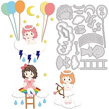 GLOBLELAND 1Sheet Cute Cloud Girl Cut Dies Rainbow and Balloon Template Mould Ladder Die Cuts for Card Making Scrapbooking Card DIY Craft