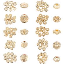 BENECREAT 100 Pcs Real 14K Gold Plated Beads, 10 Styles Flower Shaped Alloy Beads，Alloy Spacer Bead Flowers for Jewelry Crafting, DIY Crafts, Clothing Accessories