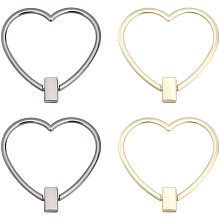 PandaHall Elite 4Pcs 2 Colors Heart Alloy Bag Handle 3 x 3.6 Inch Purse Handle Frame Metal Bag Handles Replacement DIY Hardware Decorative Accessories for DIY Purse Handbag Making, Gunmetal/Light Gold