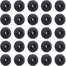 NBEADS About 50 Pcs 15.5mm Lava Beads, Natural Black Large Hole European Beads Rondelle Loose Lava Gemstone Beads for Jewelry Making