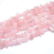 Honeyhandy Natural Rose Quartz Beads Strands, Chips, 8~20x8~18mm, Hole: 1mm, about 31.5 inch