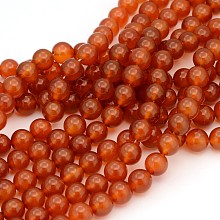 Honeyhandy Gemstone Beads Strands, Natural Carnelian, Dyed, Round, 10mm, Hole: 1mm, about 38pcs/strand, 15.5 inch