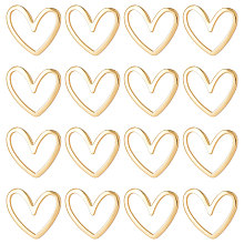 Beebeecraft 1 Box 30Pcs 18K Gold Plated Heart Links Love Heart Hollow Frames Bezel Connector 11.5x13x1mm for Earring Necklace Jewelry Making