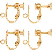 Beebeecraft 1 Box 20Pcs Earring Clips 18k Gold Plated Clip-on Earrings Non-Pierced Earring Findings with Loop for DIY Earring Making Jewelry Hole 2mm