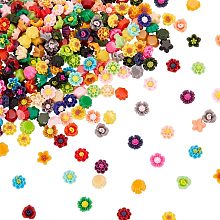 OLYCRAFT 250Pcs 5 Styles Flower Cabochons 3D Flower Flatback Resin Cabochons Resin Floral Embellishments Hair Costume Accessories for Photo Frames Phone Case DIY Nail Art Decorations