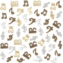 OLYCRAFT 108pcs Music Notes Resin Fillers 4-Style Musical Note Resin Charms Filling Charms Alloy Epoxy Resin Accessories for Resin Crafting and Jewelry Making Golden Antique Bronze Platinum