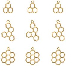 Arricraft 90pcs 3 Size Honeycomb Open Back Pendant Hollow Frame Pendant Blanks DIY Metal Frame for Resin Jewelry Making Crafts