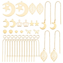 DICOSMETIC 16Pcs 8 Styles Stainless Steel Threader Earrings Golden Minimalist Curved Threader Dangle Drop Earrings Tassel Chain Earrings Set for DIY Earring of Jewelry Making