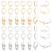 Nbeads 90Pcs 6 Style 304 Stainless Steel Leverback Earring Findings, with Horizontal Loops, Golden & Stainless Steel Color, 14~19x11~12x2~6mm, Hole: 1.2~1.5mm, Pin: 0.6~0.8mm, 15Pcs/style