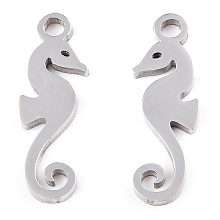 Honeyhandy 304 Stainless Steel Charms, Sea Horse, Stainless Steel Color, 15x4.7x1mm, Hole: 1mm