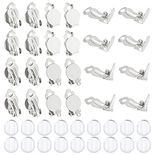 UNICRAFTALE 60pcs Clip-on Earring Findings DIY Earring Clip 304 Stainless Steel Clip-on Earring Converter Flat Round Tray Non-Pierced Earrings with Silicone Earring Pads for DIY Earring Making