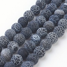 Honeyhandy Natural Weathered Agate/Crackle Agate Beads Strands, Round, Grade A, Dyed, Black, 10mm, about 40pcs/strand, 16 inch