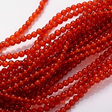 Honeyhandy Gemstone Beads Strands, Natural Carnelian, Dyed, Round, 4mm, Hole: 0.8mm, about 94pcs/strand, 15~16 inch