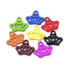 Honeyhandy Opaque Acrylic Pendants, Crown, Mixed Color, 21x23.5x3mm, Hole: 3mm