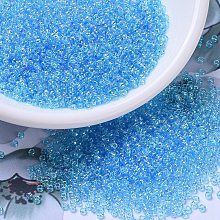 MIYUKI Round Rocailles Beads, Japanese Seed Beads, 11/0, (RR260) Transparent Aqua AB, 2x1.3mm, Hole: 0.8mm, about 1111pcs/10g