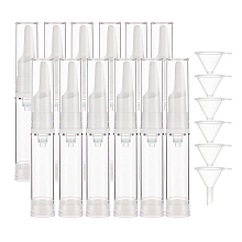 Plastic Transparent Dewar Bottles, Empty Eye Cream Tube Vials, with Transparent Plastic Funnel Hopper, Clear, 12x1.9cm, Capacity: 10ml; 12pcs