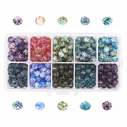 Globleland Spray Painted Glass Beads, Faceted, Rondelle, Mixed Color, 8x6mm, Hole: 1mm; about 40pcs/color, 400pcs