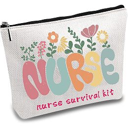 CREATCABIN Nurse Survival Kit Bag Cosmetic Multi-Purpose Makeup Bag Canvas Pen Case Toiletry Funny Travel Bag With Zipper School Supplies Gifts For Nursing Student Practitioner Gift Christmas 10x7Inch