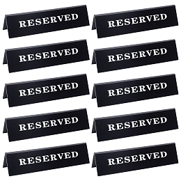 OLYCRAFT 10Pcs 1.9x7.9x1.9Inch Black Acrylic Reserved Table Tent Sign Guest Reservation Table Seat Sign for Wedding Seating Reservation Restaurant Business Office Meeting Party