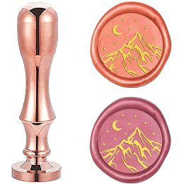 CRASPIRE Wax Seal Stamp Mountain Star Moon Sealing Wax Stamps Retro Brass Stamp Wax Seal 25mm Removable Brass Heads Bamboo Copper Handle for Envelope Invitation Wedding Embellishment Decoration Gift